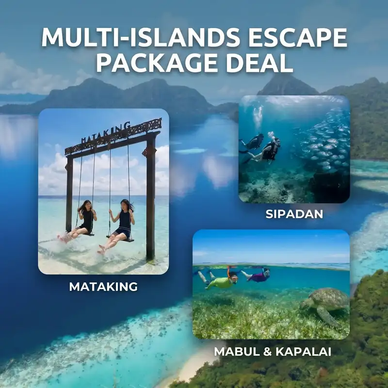 Multi day island hopping tour packages with Sisipan Island Resort near the Tun Sakaran Marine Park