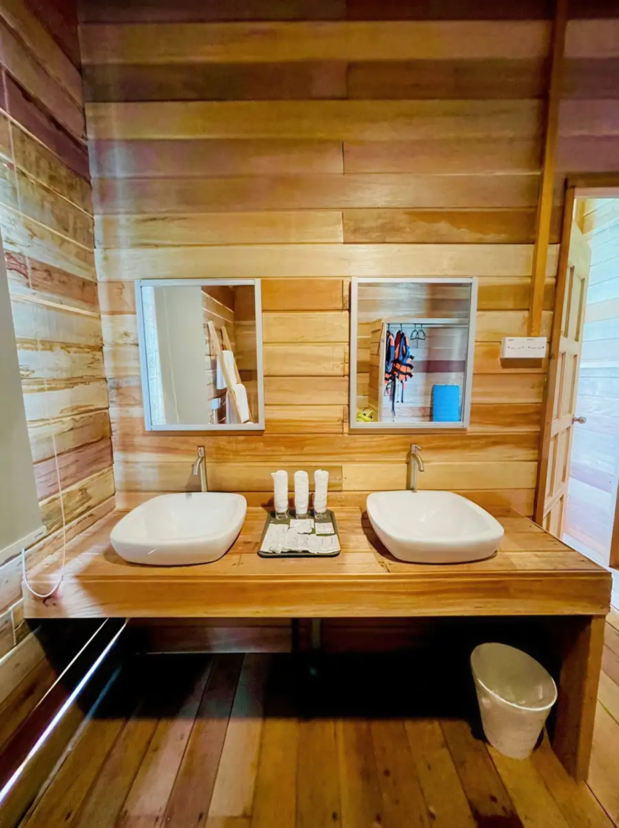 Rustic dual vanity Sisipan Island Resort